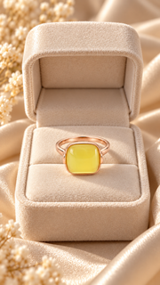 Rose Gold Yellow Cushion Stone Ring