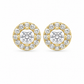 Gold Round CZ Halo Stud Earrings for Women
