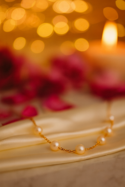 Gold Plated Pearl Chain Necklace for Women – Elegant Minimal Jewelry