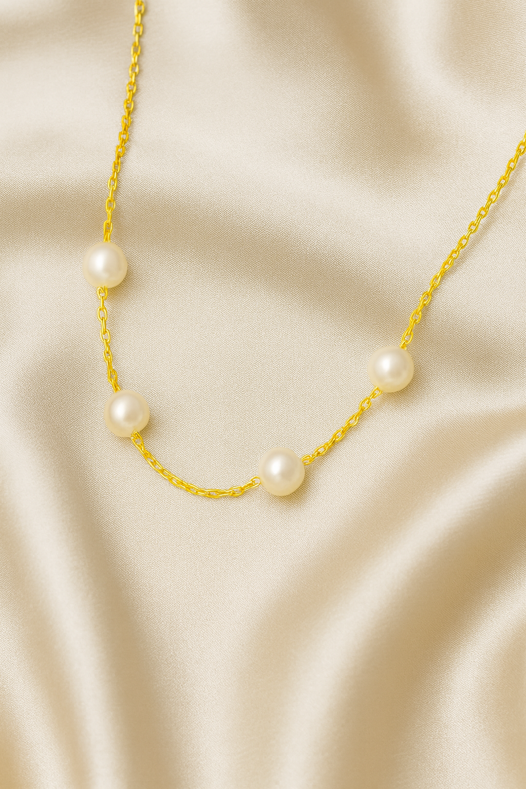Gold Plated Pearl Chain Necklace for Women – Elegant Minimal Jewelry