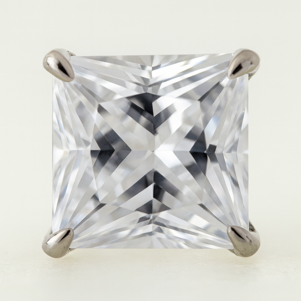 Princess-Cut Sparkling Solitaire Stud Earrings for Women | Elegant Daily Wear CZ Studs