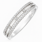 Double Row 925 Silver Ring with Round and Baguette Zircon Stones