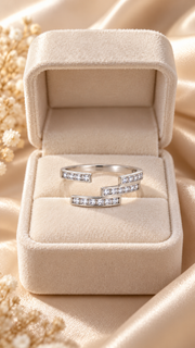 Silver CZ Geometric Zigzag Adjustable Ring