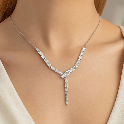 925 Silver Modern Y-Shaped Geometric Necklace for Women – Contemporary Statement Jewelry