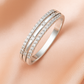 Double Row 925 Silver Ring with Round and Baguette Zircon Stones