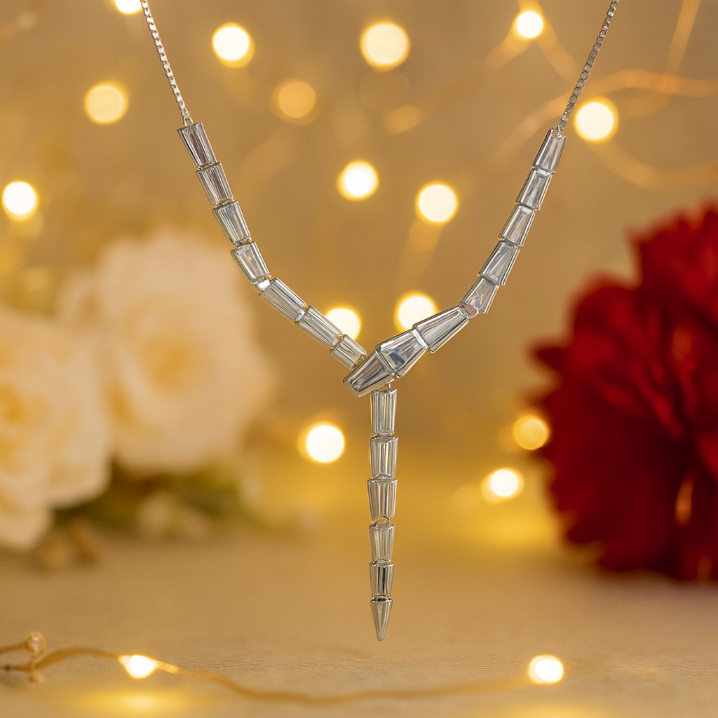 925 Silver Modern Y-Shaped Geometric Necklace for Women – Contemporary Statement Jewelry