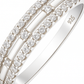 Double Row 925 Silver Ring with Round and Baguette Zircon Stones