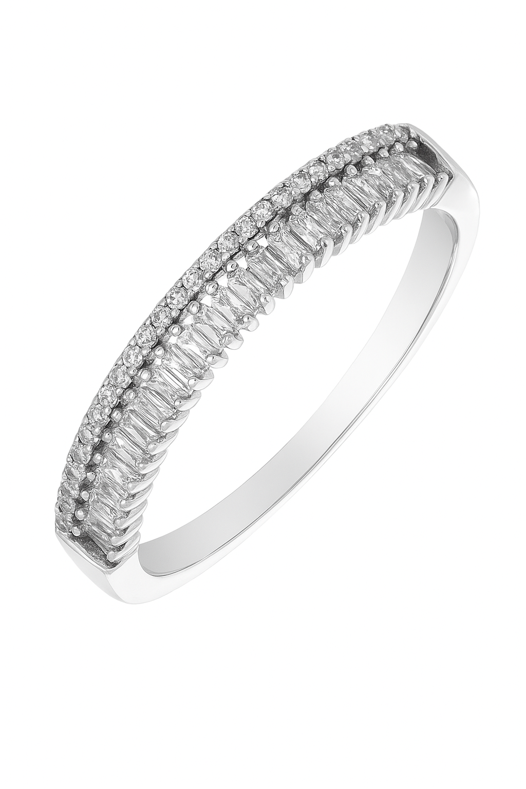 Modern Triple Row 925 Silver Zircon Band Ring