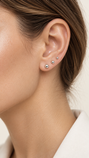 Polished Ball Stud Earrings Set – 3 Sizes - Aaryahi Silver jewellery product photo