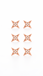 Geometric Star Earrings Set – 3 Pairs - Aaryahi Silver jewellery product photo