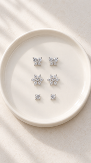 Butterfly, Flower Solitaire Stud Earrings Set - Aaryahi Silver jewellery product photo