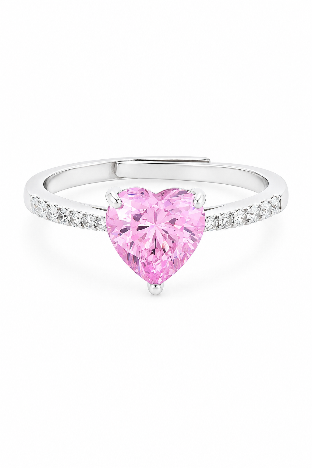 Pink Heart Solitaire Ring