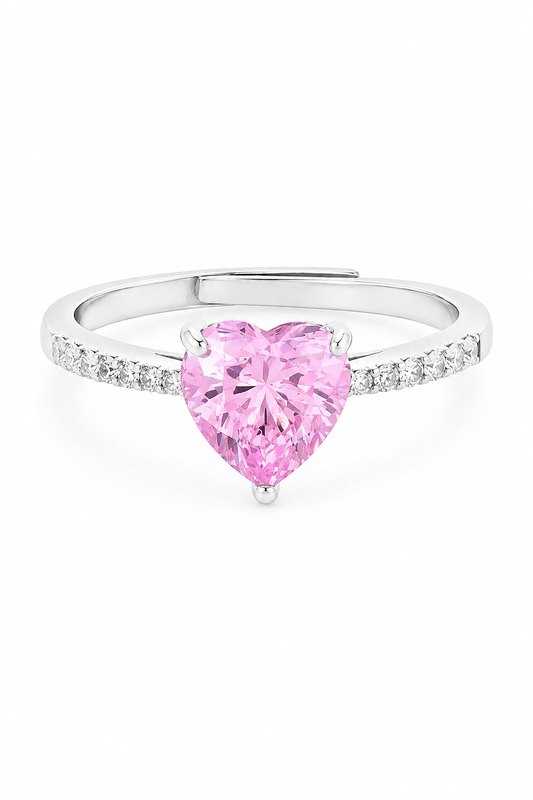 Pink Heart Solitaire Ring