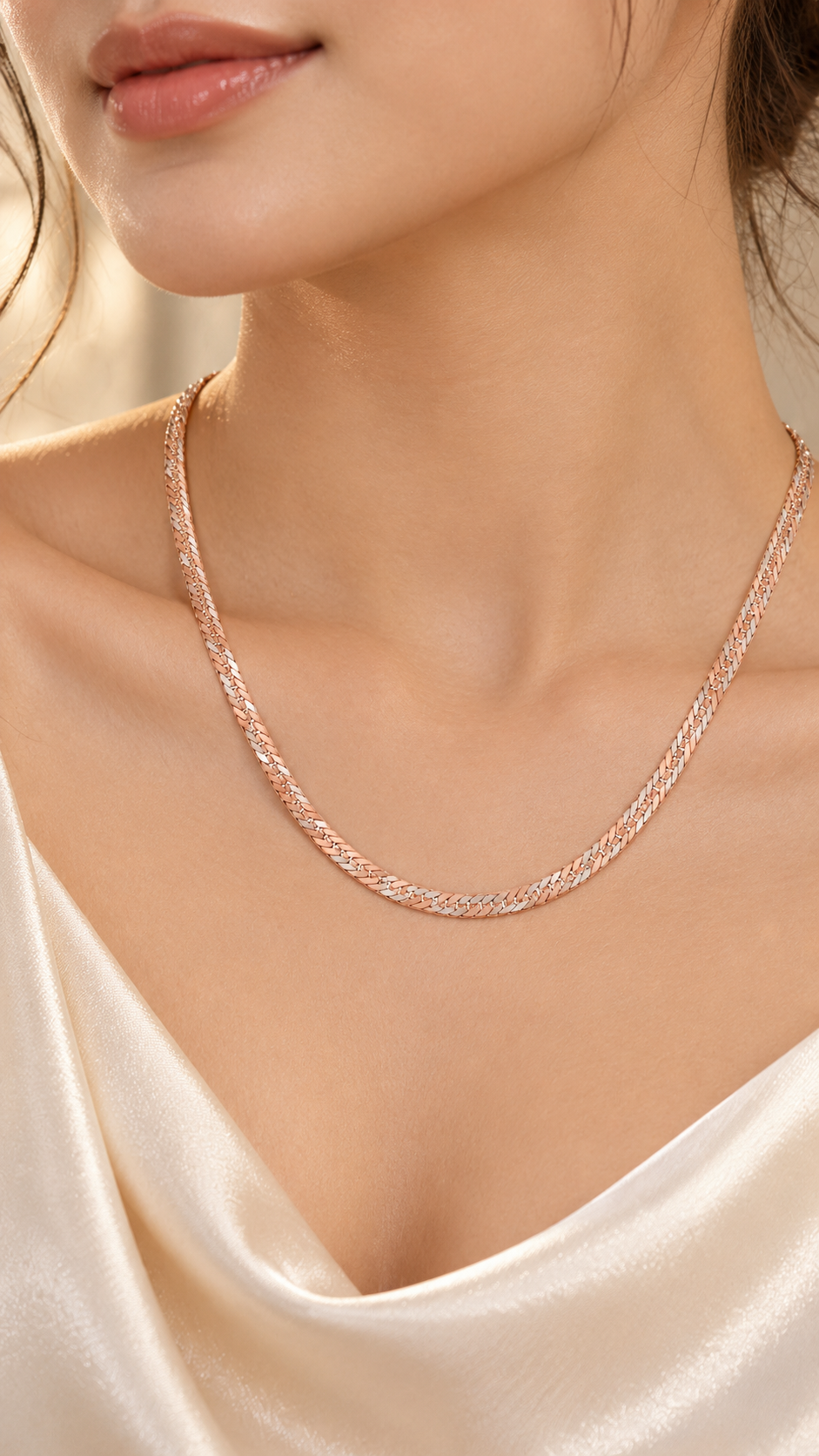Rose Gold & Silver Two Tone Braided Chain