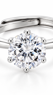 Silver CZ Round Solitaire Adjustable Ring