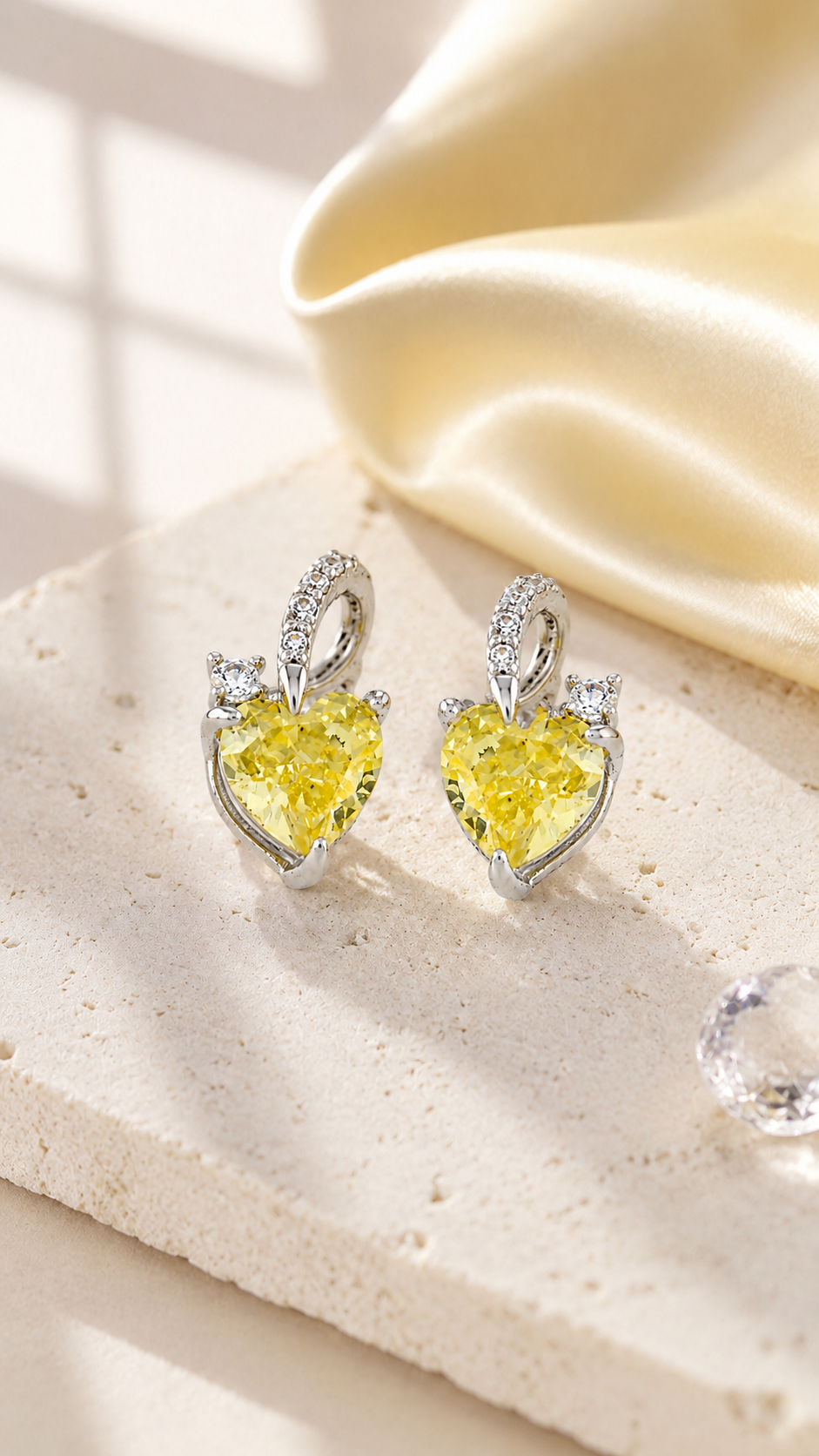 Yellow Heart Earrings