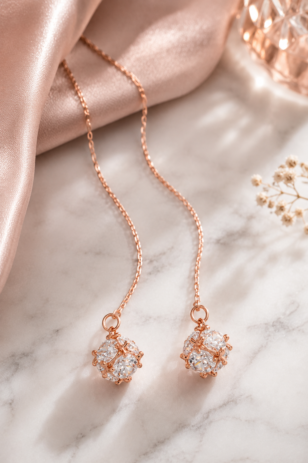 Rose-Gold Long Chain Earrings