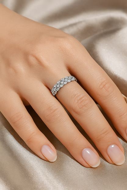 Marquise Cluster 925 Silver Band Ring with Sparkling Zircon Stones