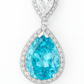 925 Silver Blue Teardrop Pendant Necklace for Women – Elegant CZ Halo Design