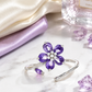 Pink Floral Pear-Cut Adjustable Open Ring