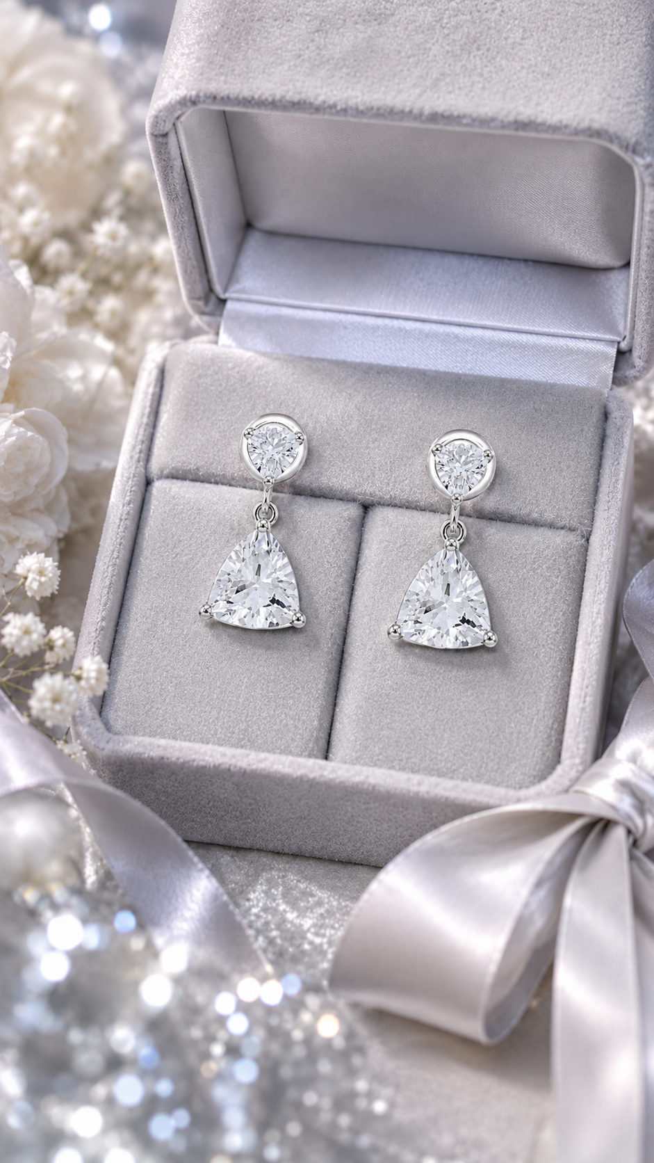 Round & Trillion Cut Earrings