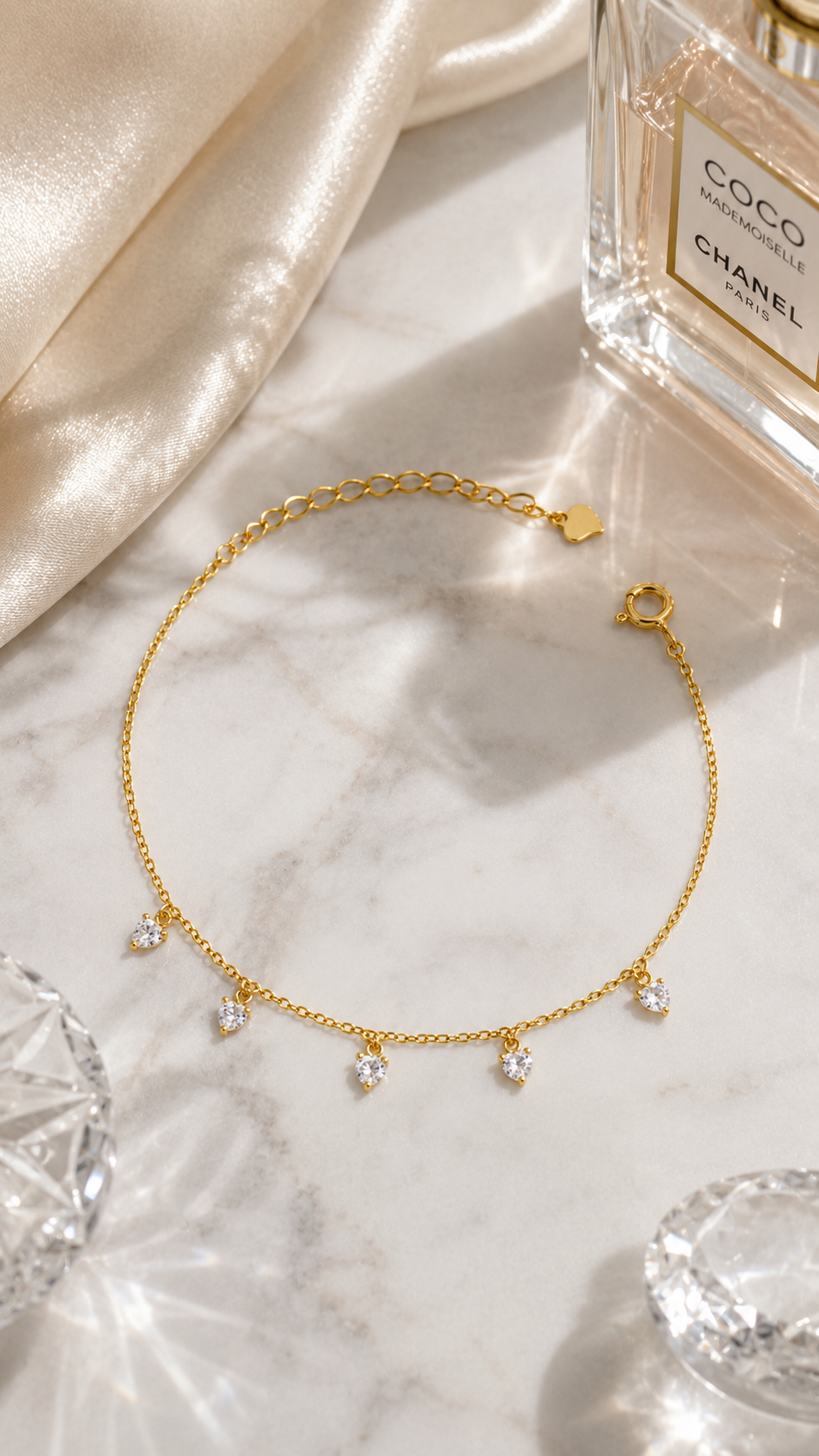 Heart Dangle Charm Bracelet