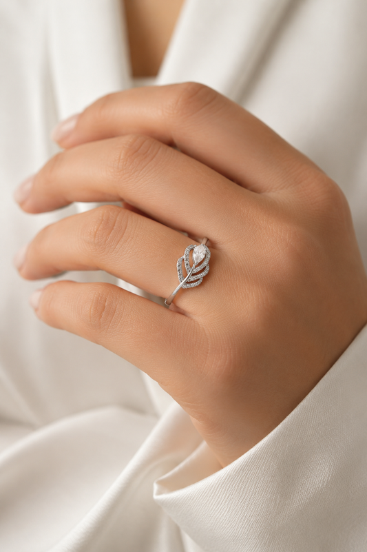 Pear-Cut CZ Swirl Pavé Ring