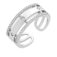 Trendy Dual Band Adjustable Silver Zircon Ring for Women – Modern Open Finger Ring for Party & Daily Wear