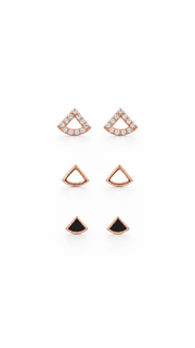 Triangle, Open Triangle Black Enamel Triangle Earrings Set - Aaryahi Silver jewellery product photo