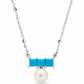 Elegant Silver Turquoise Pearl Pendant Necklace