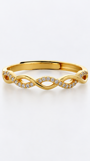 Gold CZ Infinity Twist Ring