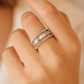 Trendy Dual Band Adjustable Silver Zircon Ring for Women – Modern Open Finger Ring for Party & Daily Wear