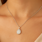925 Silver Teardrop Pendant Necklace for Women – Elegant Halo CZ Crystal Design