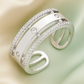 Trendy Dual Band Adjustable Silver Zircon Ring for Women – Modern Open Finger Ring for Party & Daily Wear
