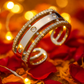 Trendy Dual Band Adjustable Silver Zircon Ring for Women – Modern Open Finger Ring for Party & Daily Wear