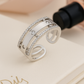 Trendy Dual Band Adjustable Silver Zircon Ring for Women – Modern Open Finger Ring for Party & Daily Wear