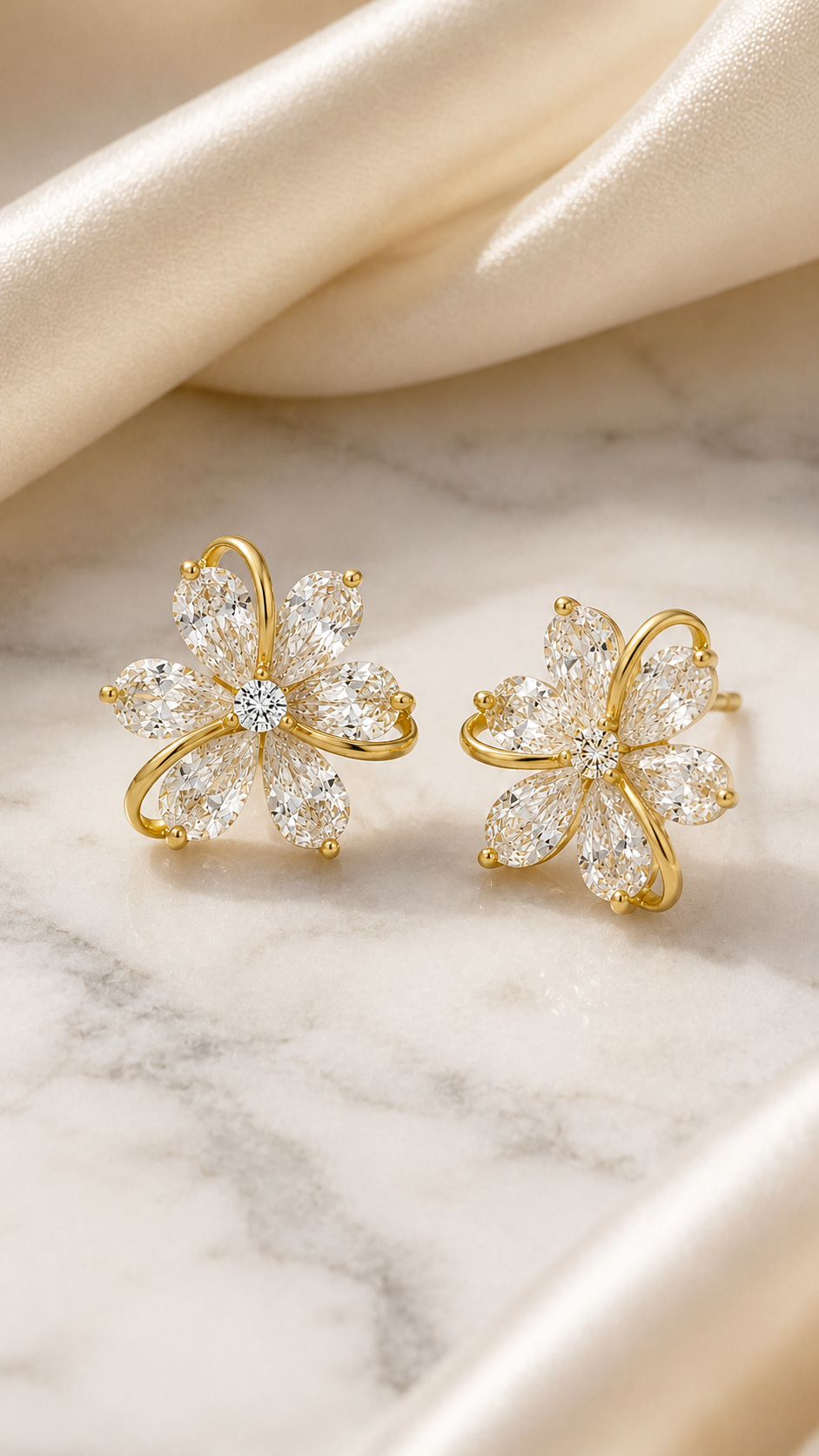 Floral Pear-Cut Earrings