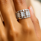 Luxury Silver Plated Statement Ring for Women – Elegant Baguette Zircon Wide Band Finger Ring