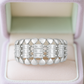 Luxury Silver Plated Statement Ring for Women – Elegant Baguette Zircon Wide Band Finger Ring