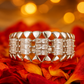 Luxury Silver Plated Statement Ring for Women – Elegant Baguette Zircon Wide Band Finger Ring