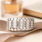 Luxury Silver Plated Statement Ring for Women – Elegant Baguette Zircon Wide Band Finger Ring