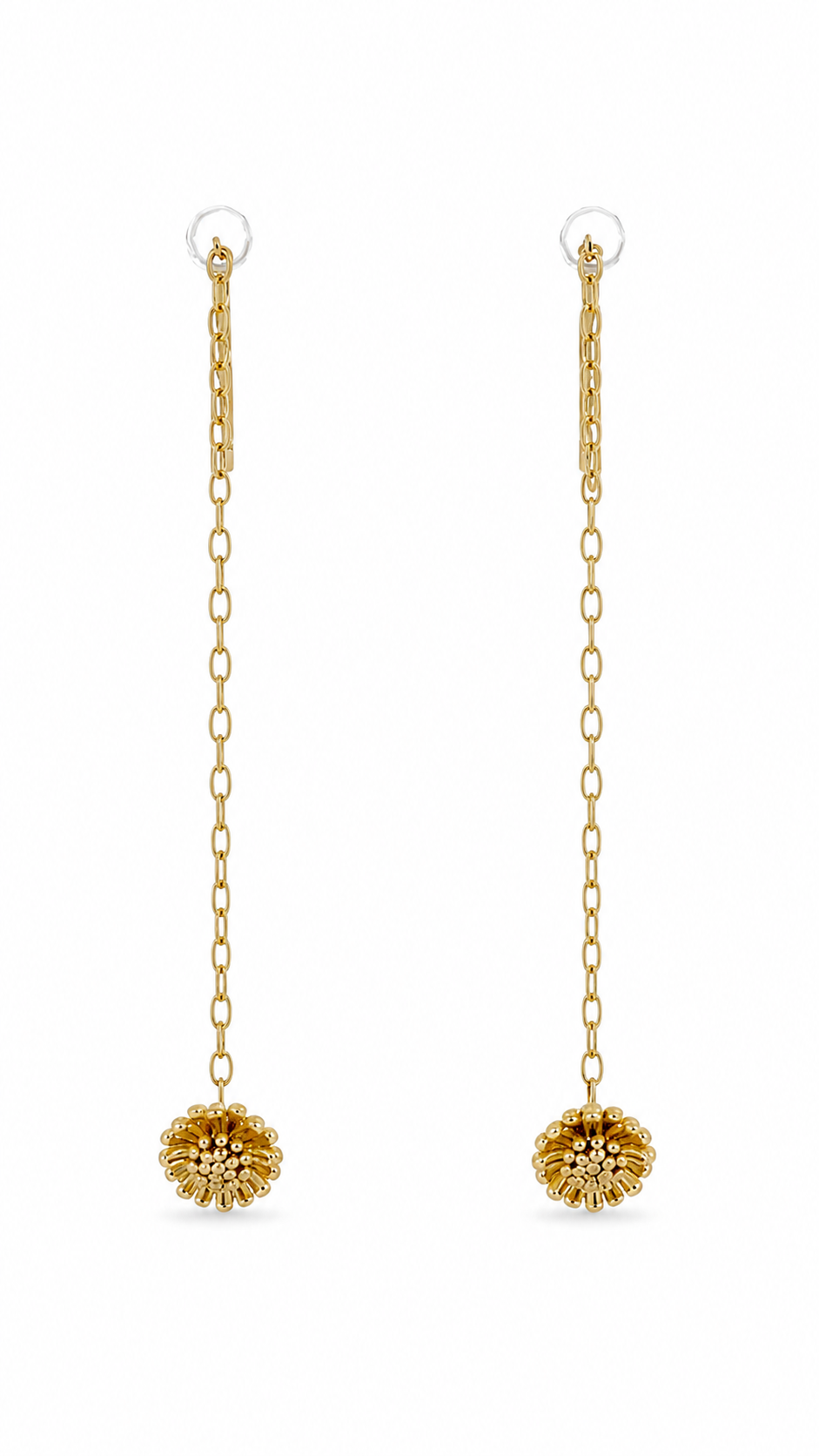 Long Chain Floral Ball Earrings