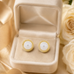 Elegant Gold Mother of Pearl Round Stud Earrings