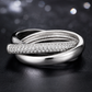 Triple Band White Ceramic Interlocking Ring