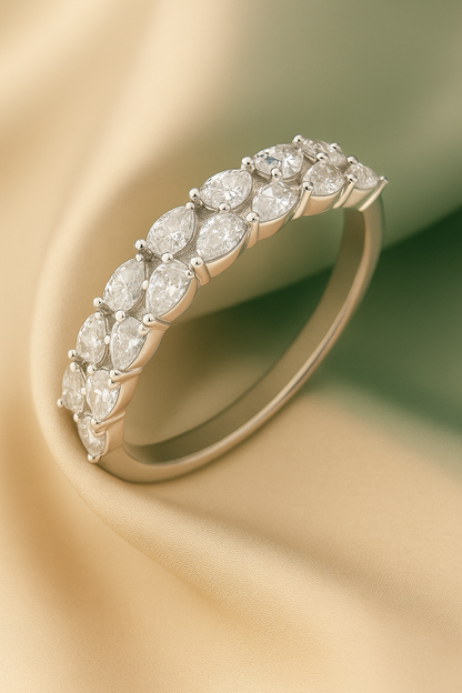 Classic Silver Zircon Eternity Band Ring for Women – Elegant Sparkling Finger Ring for Daily & Party Wear