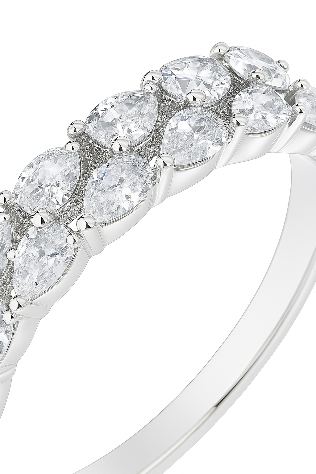 Classic Silver Zircon Eternity Band Ring for Women – Elegant Sparkling Finger Ring for Daily & Party Wear