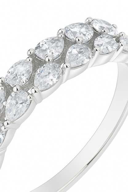 Classic Silver Zircon Eternity Band Ring for Women – Elegant Sparkling Finger Ring for Daily & Party Wear