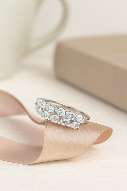 Classic Silver Zircon Eternity Band Ring for Women – Elegant Sparkling Finger Ring for Daily & Party Wear