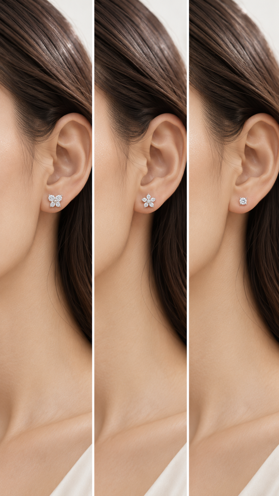 Butterfly, Flower Solitaire Stud Earrings Set - Aaryahi Silver jewellery product photo