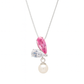 925 Silver Pink CZ & Pearl Drop Pendant Necklace for Women – Elegant Dual Stone Design